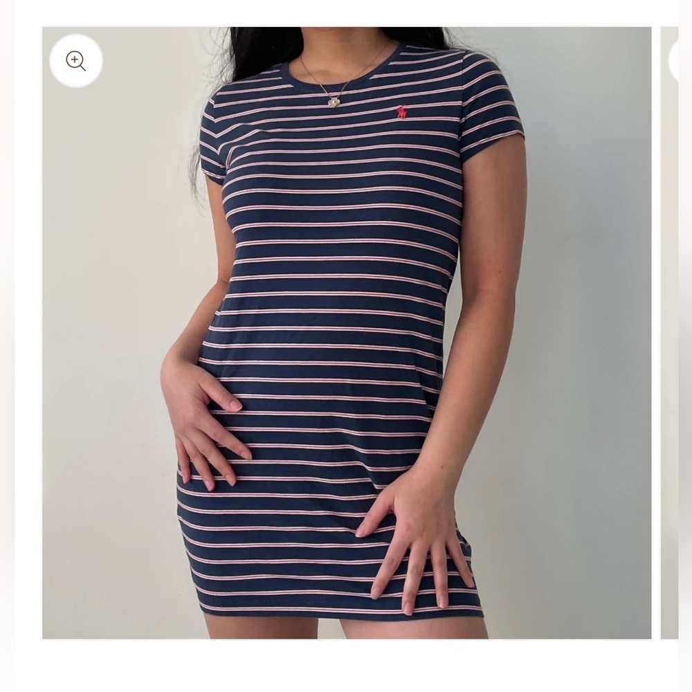 U.S. Polo Assn. Women's V-Neck Dress navy and white new size medium
